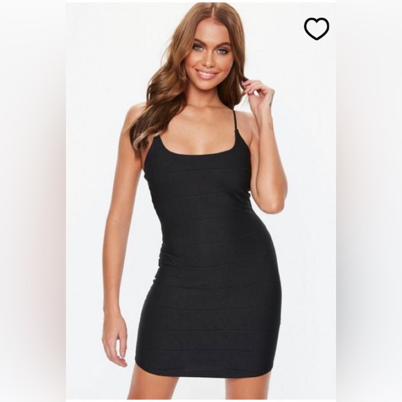 💵Missguided Black Bandage Stretchy Mini Dress in Size 4 - Picture 3 of 10